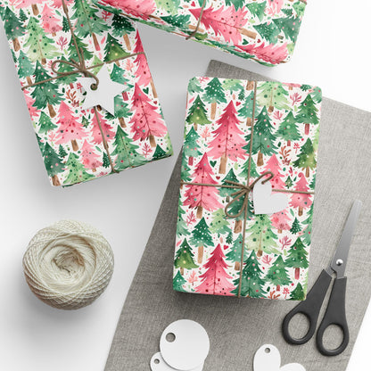Pastel Pines & Peppermint Dreams – Whimsical Christmas Tree Wrapping Paper