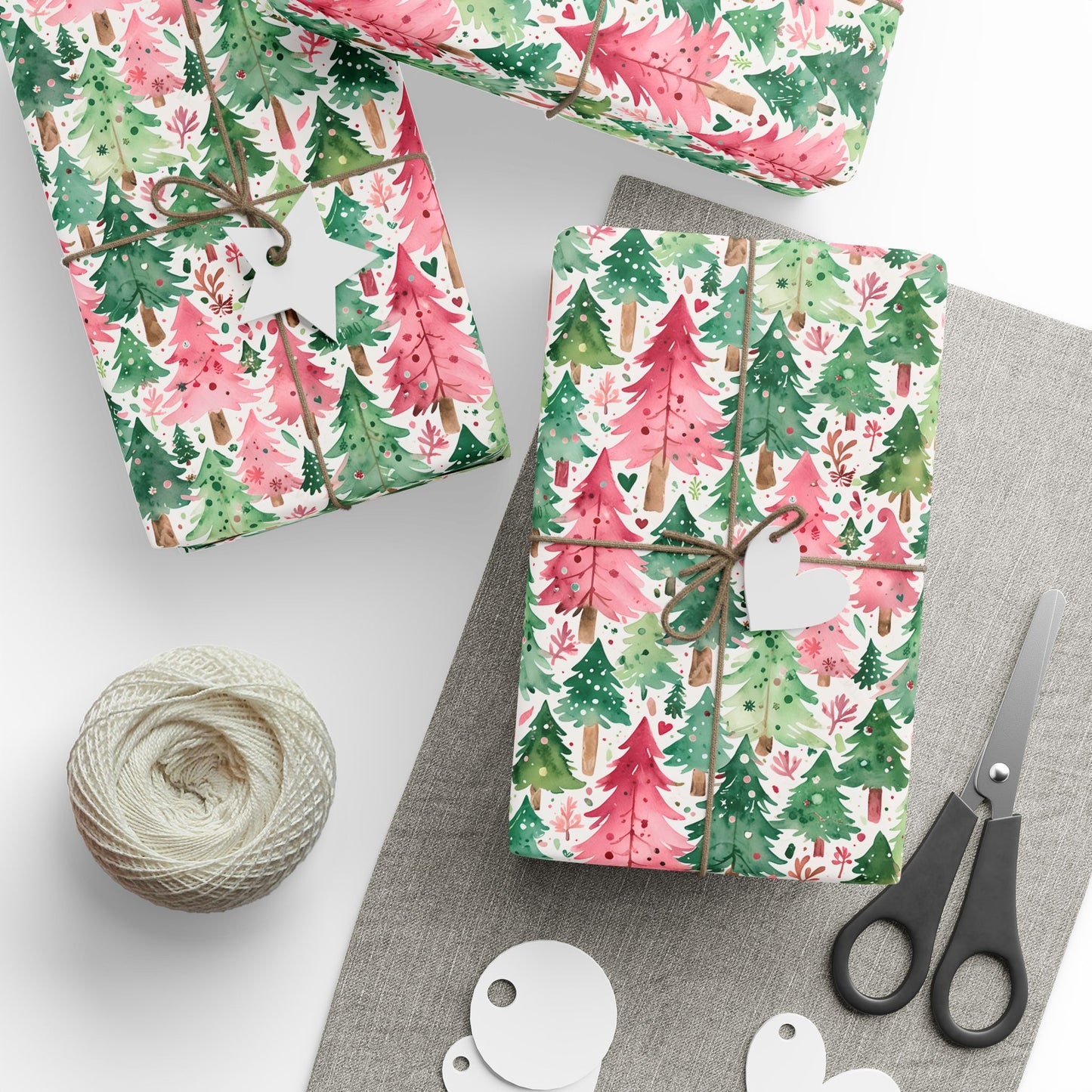 Pastel Pines & Peppermint Dreams – Whimsical Christmas Tree Wrapping Paper