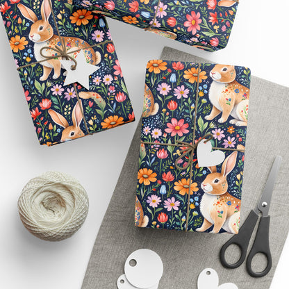 Whimsical Floral Bunny Wrapping Paper