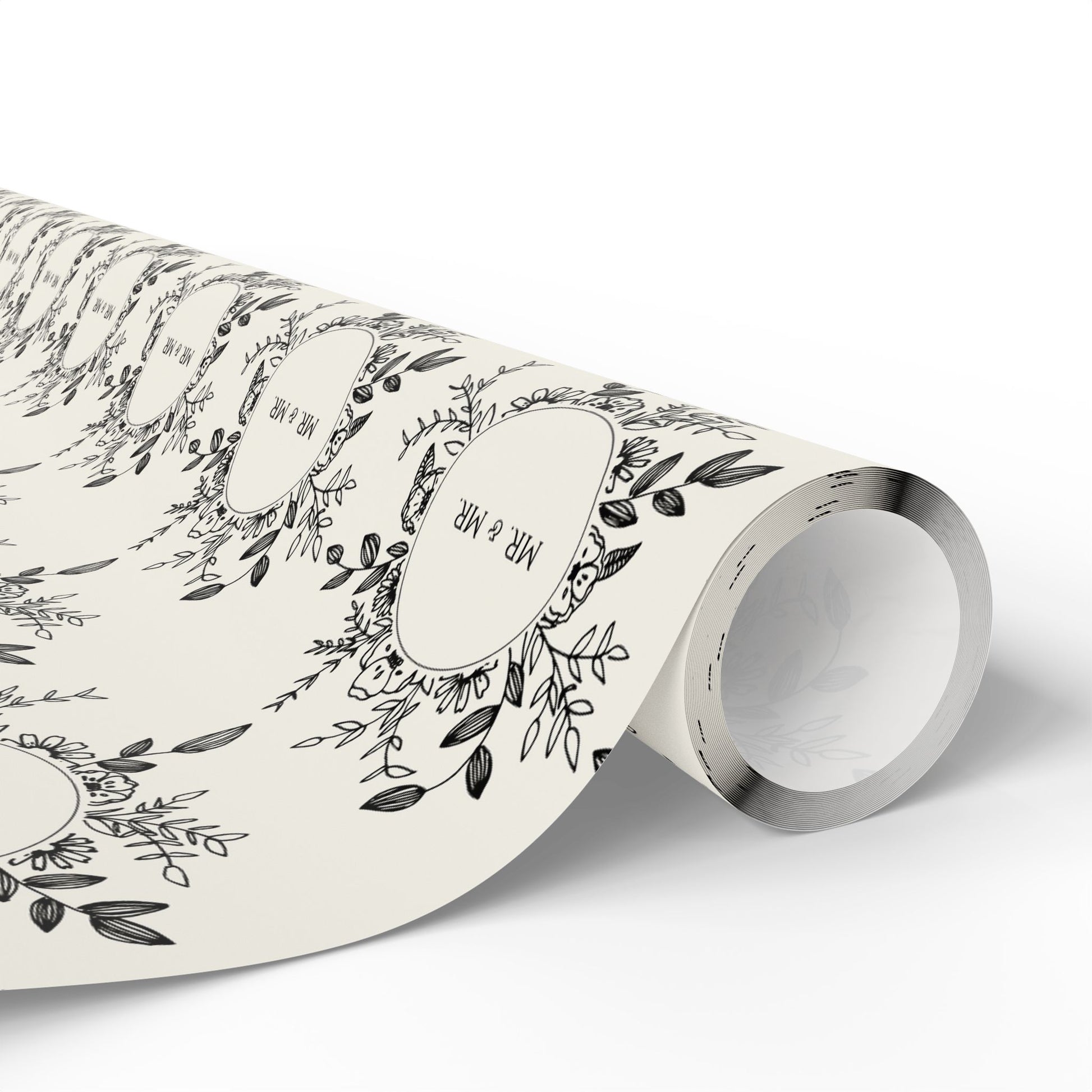 Mr. & Mr. Gift Wrapping Paper in Black & White