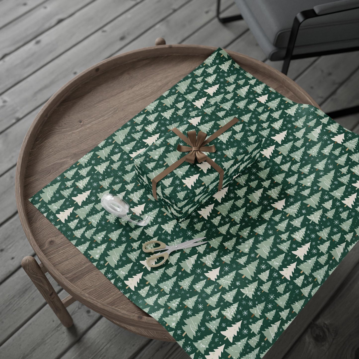 Evergleam Dreams – Snow-Dusted Pine Forest Wrapping Paper