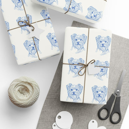 Blueprints & Bows – Minimalist Yorkie Wrapping Paper