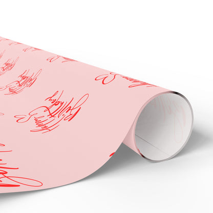 Cute Red and Pink Happy Birthday Wrapping Paper