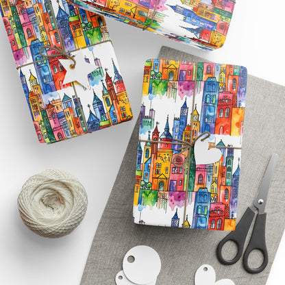 Colorful Cityscape Wrapping Paper - Gift Wrap