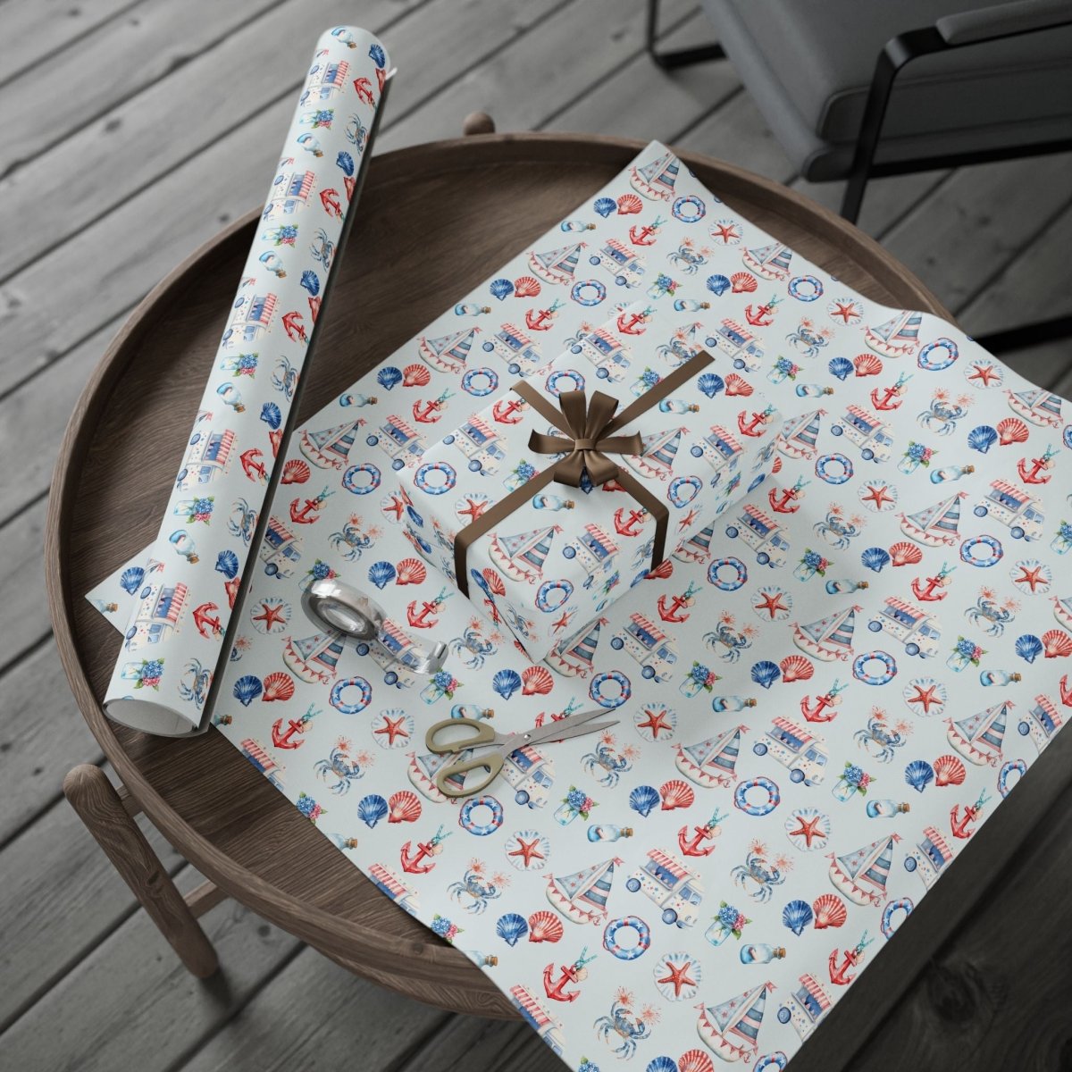 4th of July Nautical Beach Wrapping Paper