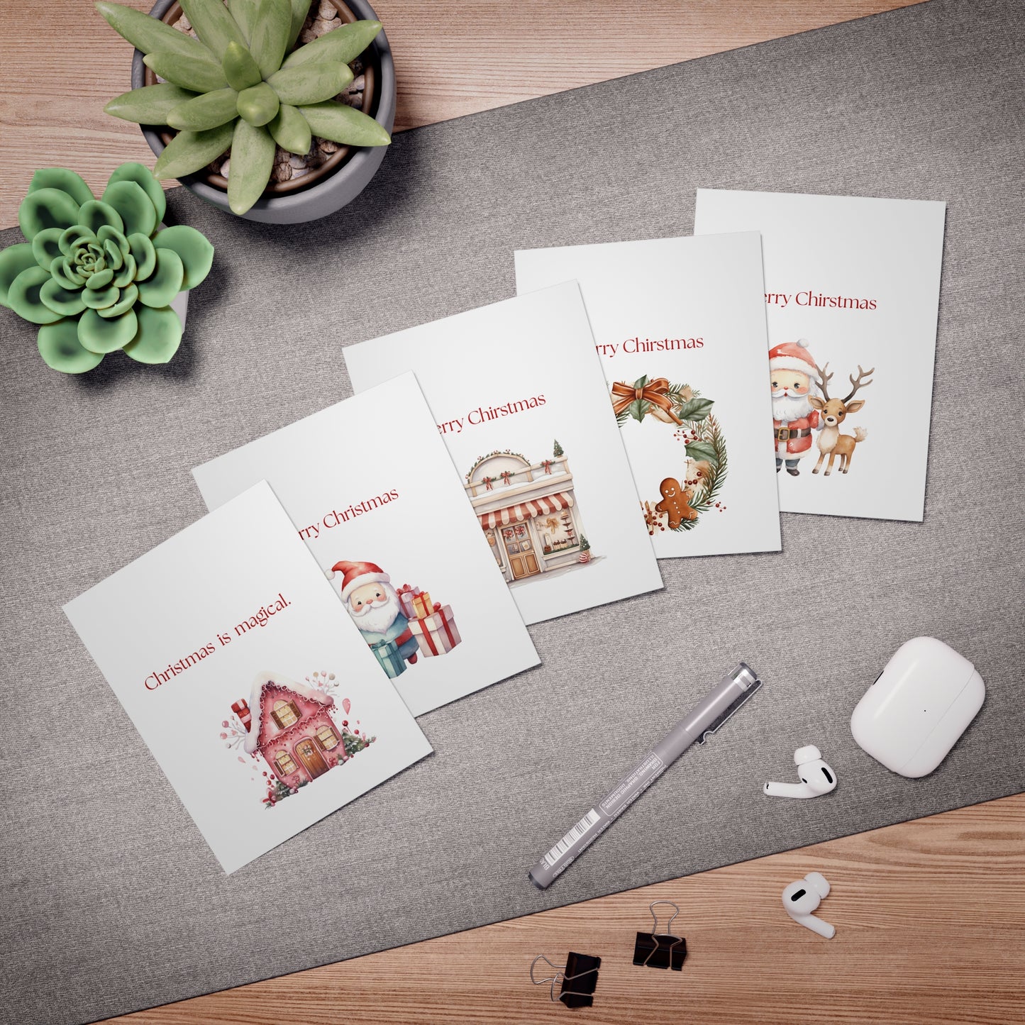 Funny Christmas (Alcohol Related) Greeting Card Pack | Set of 5 Holiday Cards | Cute & Cheeky Christmas Cards