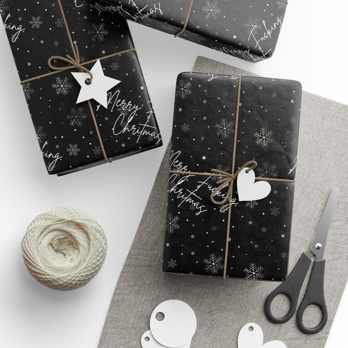 Merry Fucking Christmas – Cheeky Snowflake Wrapping Paper