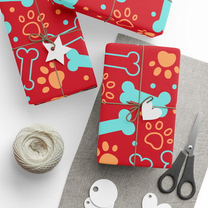 Fetchingly Fun Dog Bone Gift Wrap in Vibrant Red