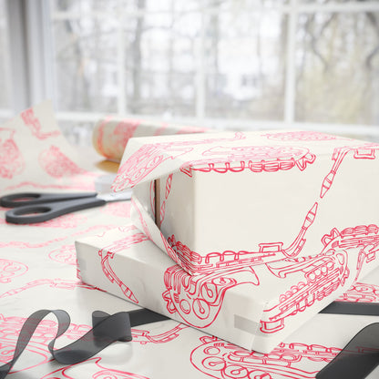 Chic Pink Saxophone Patterned Wrapping Paper
