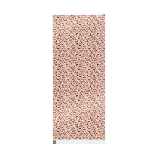 Orange Floral & Heart Wrapping Paper