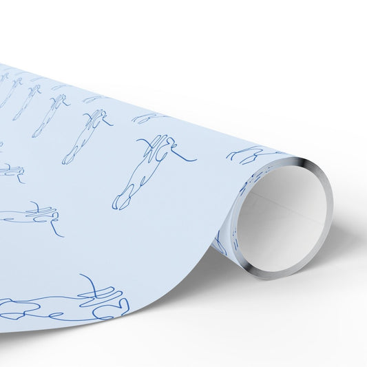 Blue Line Drawing Dog Gift Paper