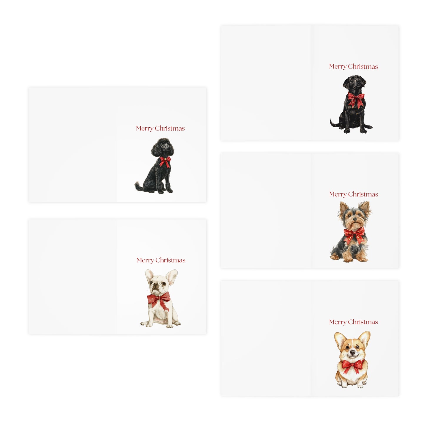 Dog Christmas Cards| Merry Christmas Greeting Cards – 25 Unique Designs | Blank Inside