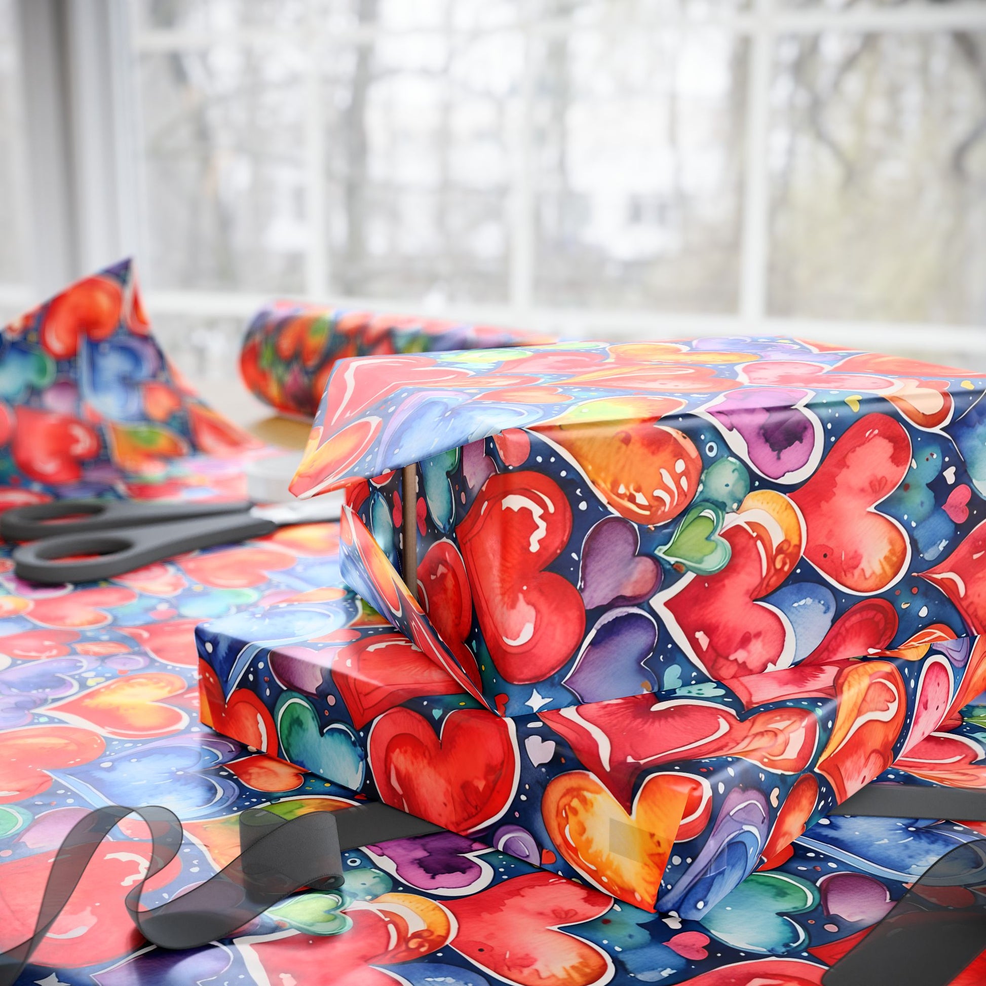 Vibrant Love Heart Gift Wrap