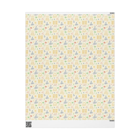 Sunwashed Shores – Mediterranean Sketch Wrapping Paper