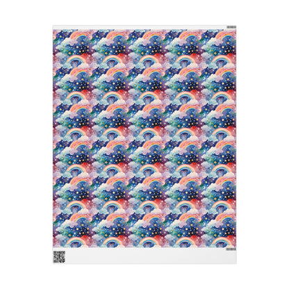 Celestial Rainbows – Whimsical Night Sky Wrapping Paper