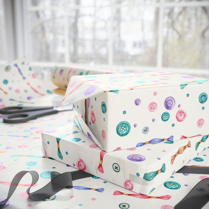 Sew Lovely – Buttons & Threads Wrapping Paper