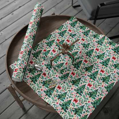 Merry & Bright Botanicals – Watercolor Tree & Garland Wrapping Paper