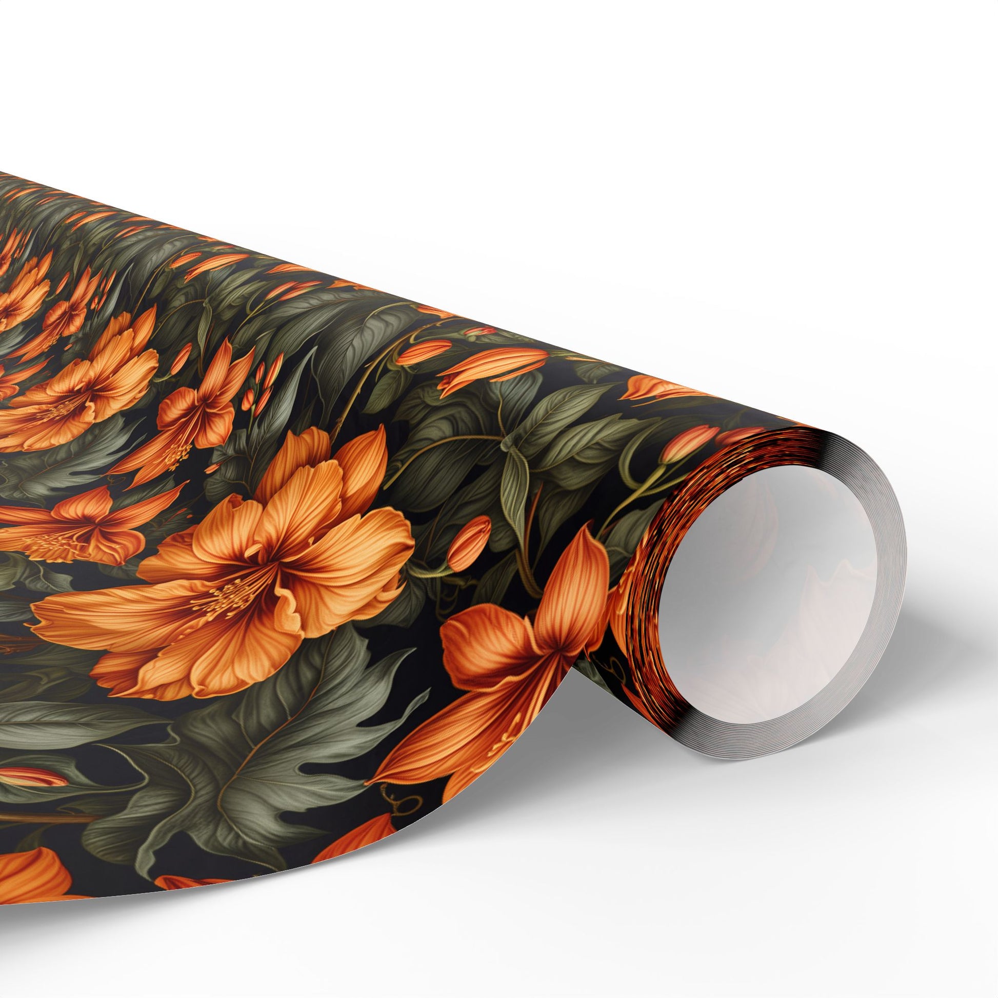 Vintage Orange Floral Wrapping Paper