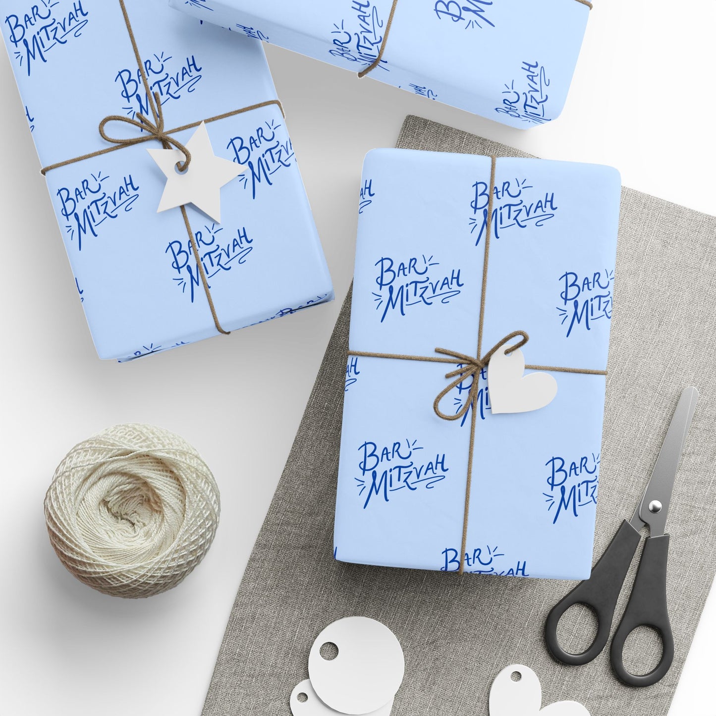 Blue Artistic Bar Mitzvah Wrapping Paper