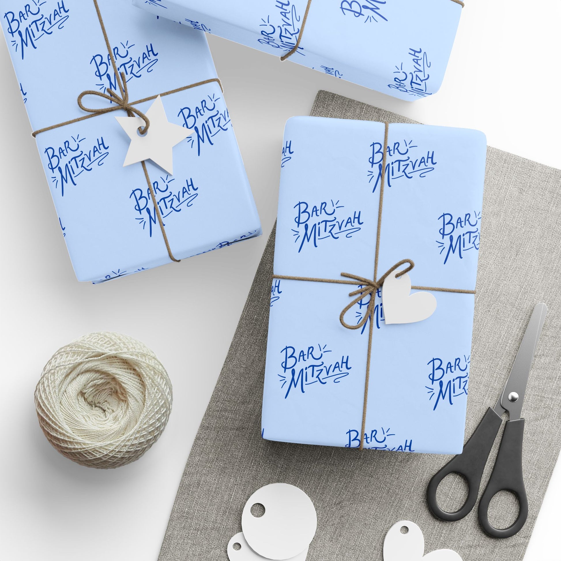 Blue Artistic Bar Mitzvah Wrapping Paper