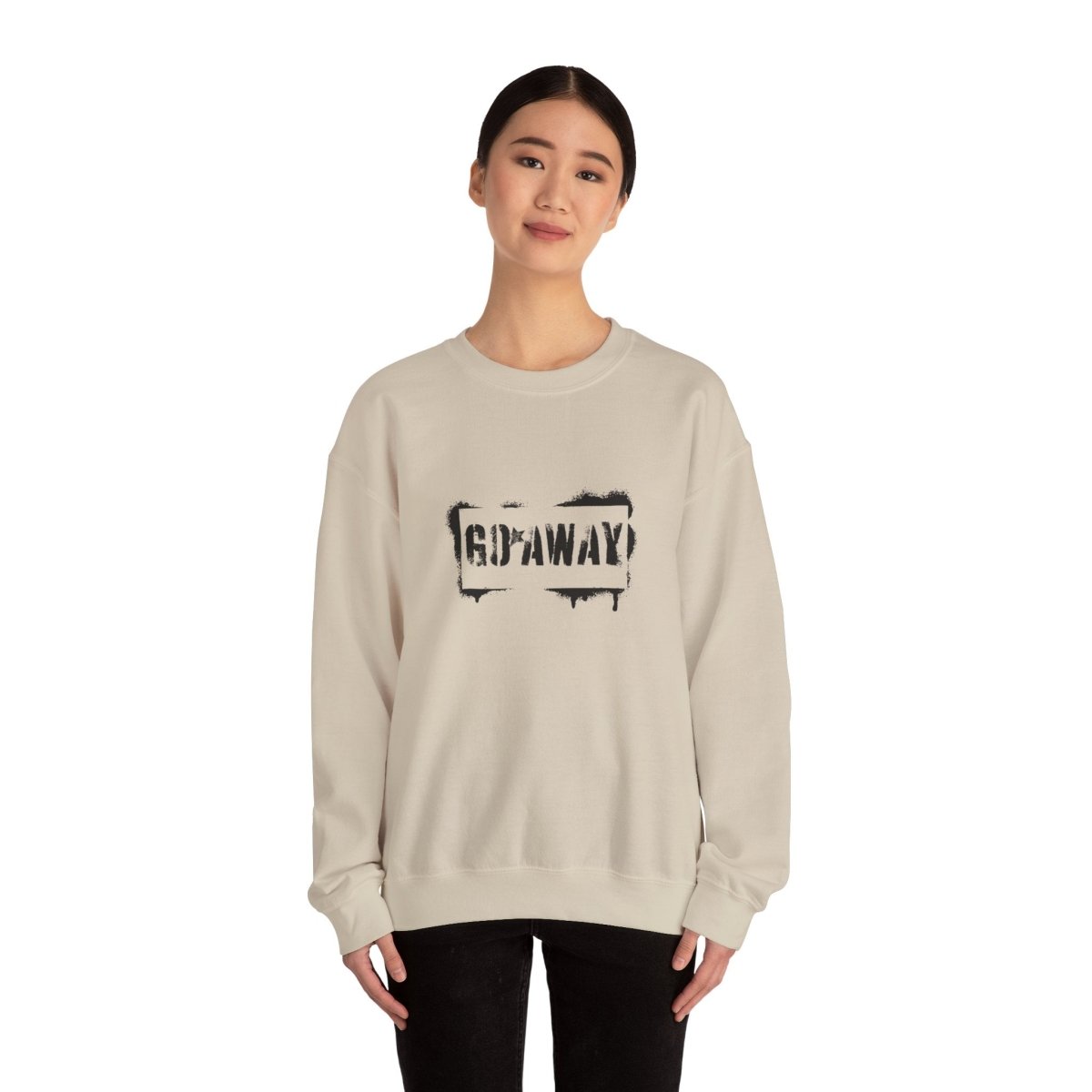 Crewneck Sweatshirt - 'Go Away' Stencil Graphic Cozy Pullover