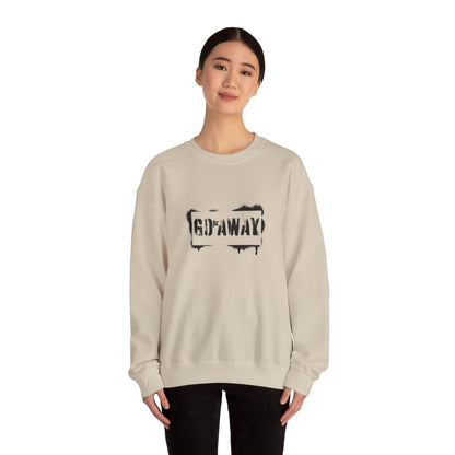 Crewneck Sweatshirt - 'Go Away' Stencil Graphic Cozy Pullover