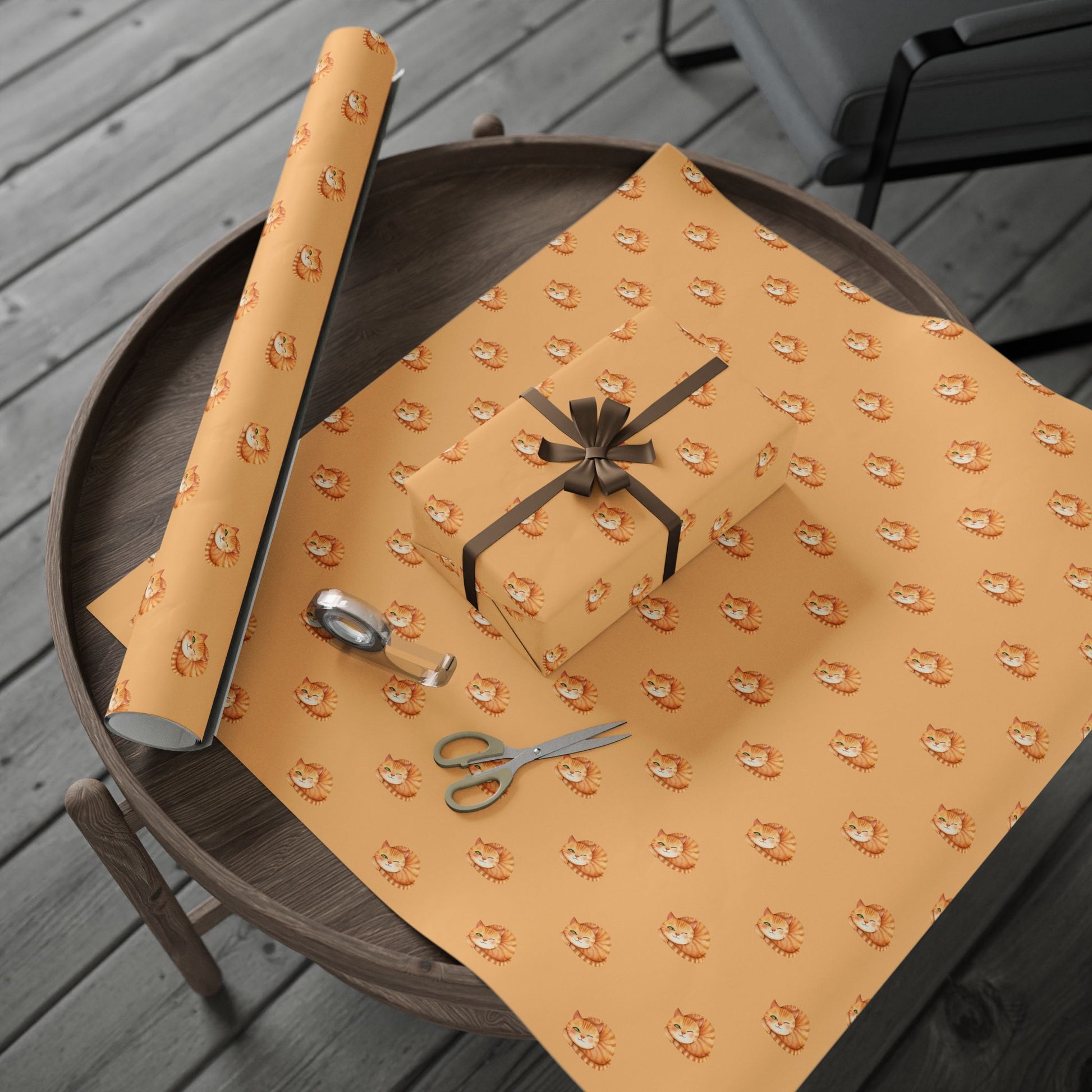 Sleepy Orange Cat Gift Wrap