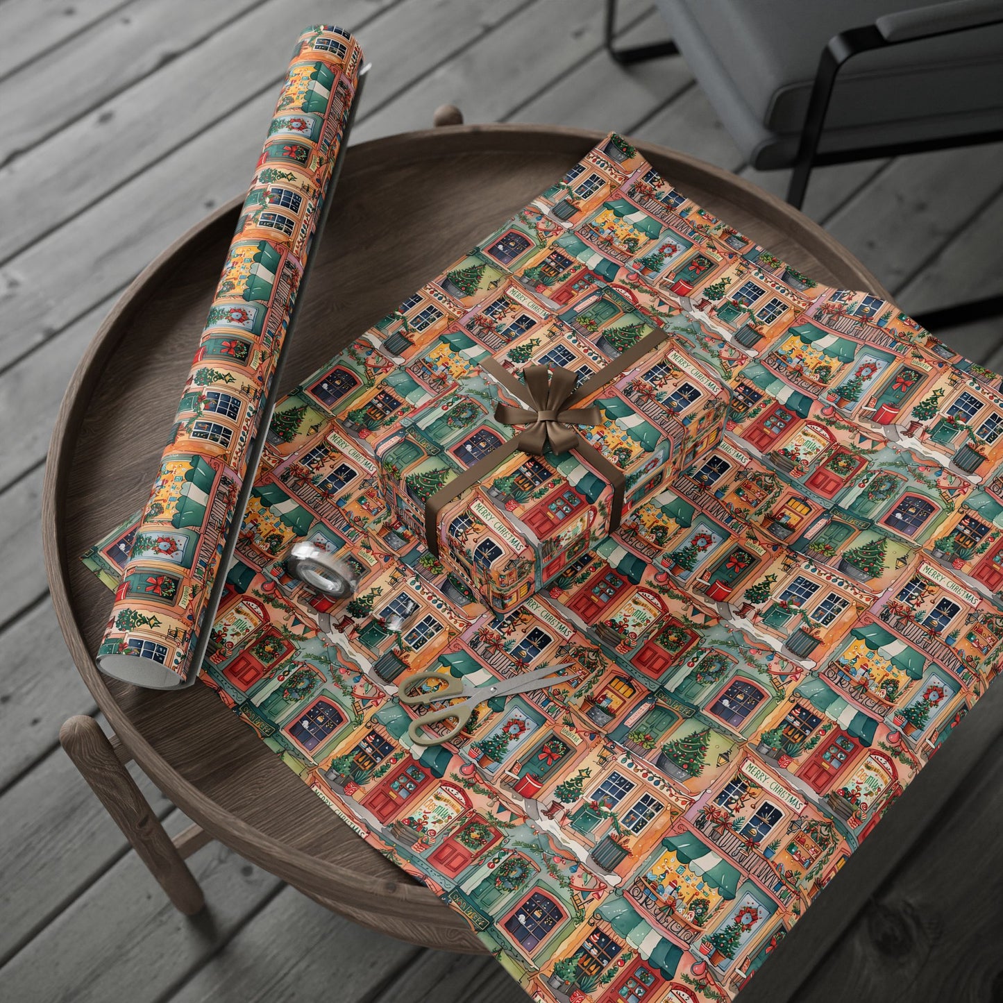 Festive Village Frenzy – Christmas Town Wrapping Paper