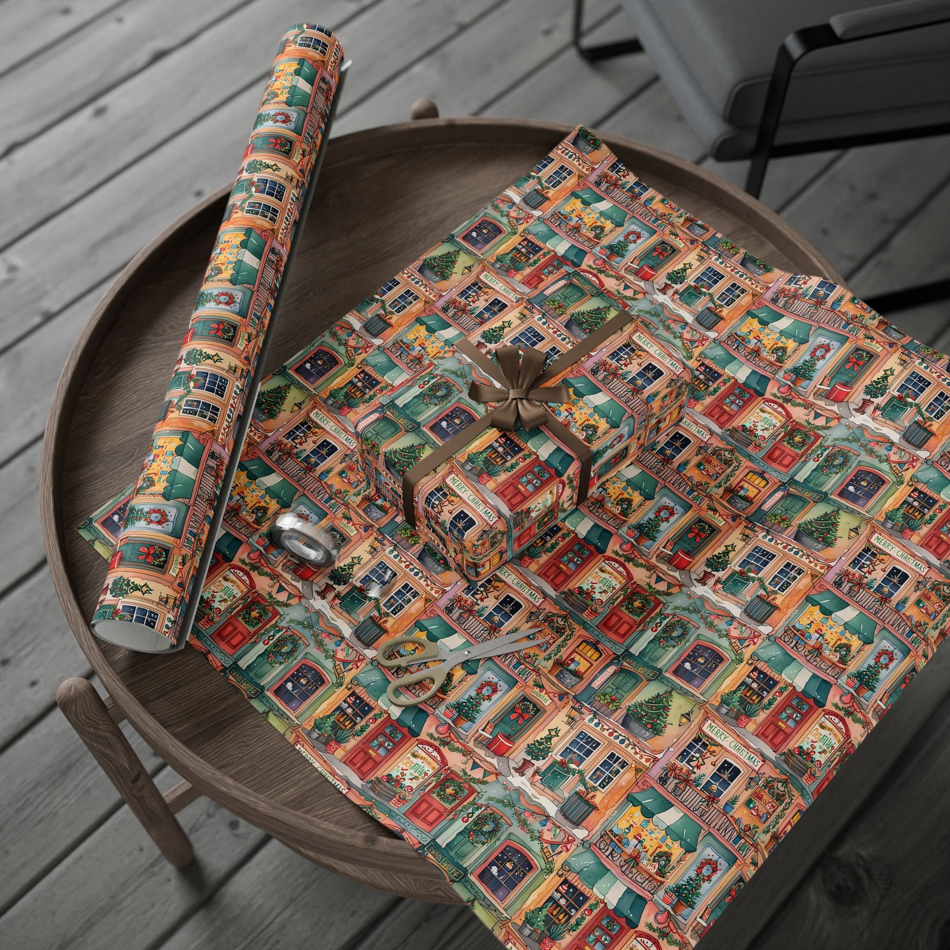 Festive Village Frenzy – Christmas Town Wrapping Paper