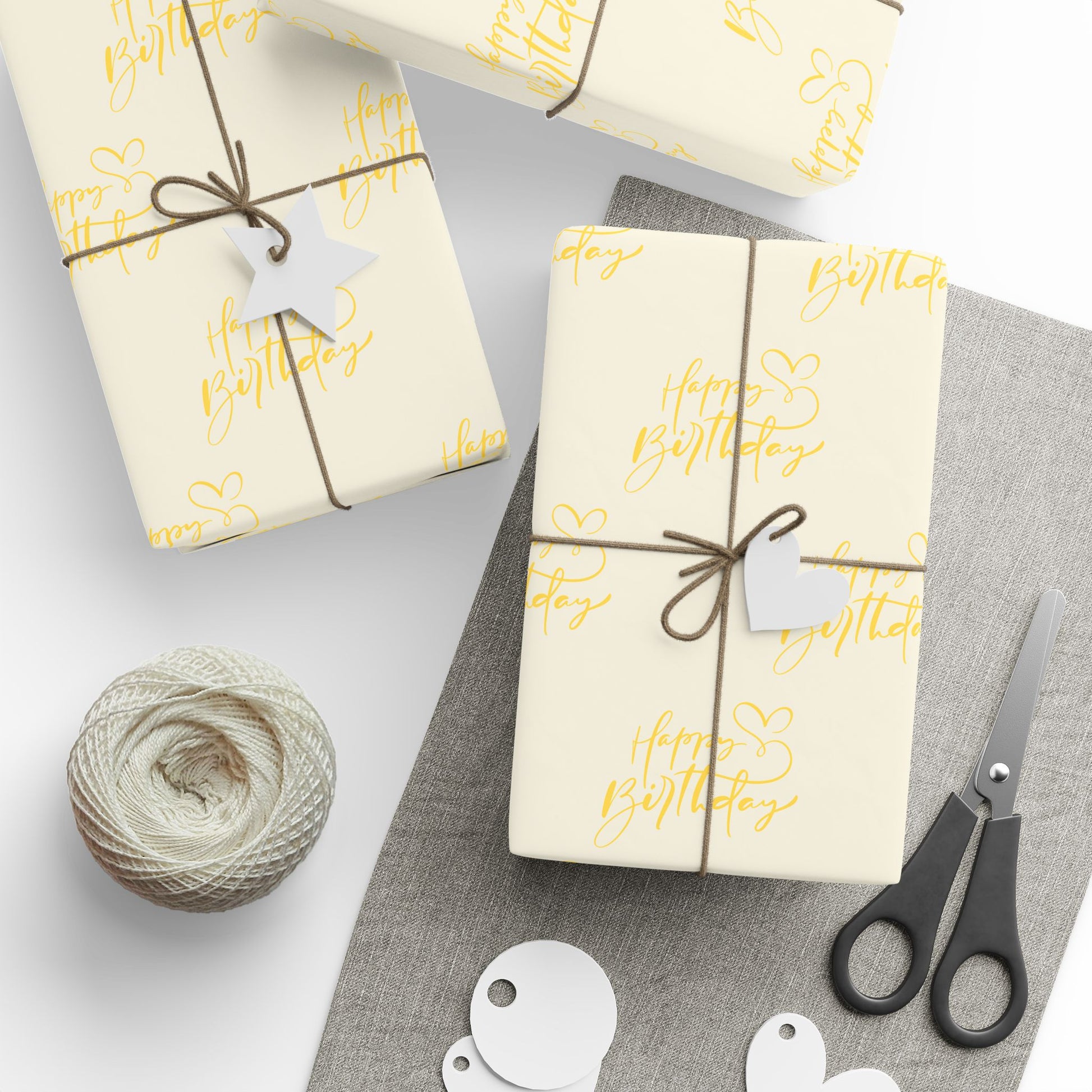 Elegant Yellow Happy Birthday Wrapping Paper