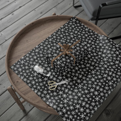 Midnight Flurries – Black & White Snowflake Wrapping Paper