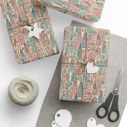 Abstract Cityscape Gift Wrap Paper