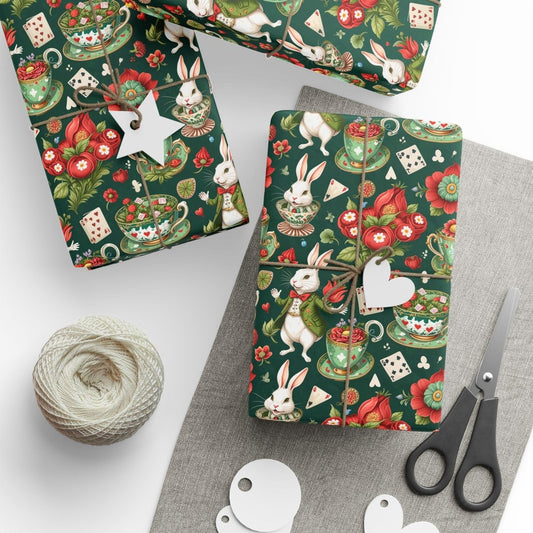 Green Glam Alice – Wonderland Tea Party Wrapping Paper
