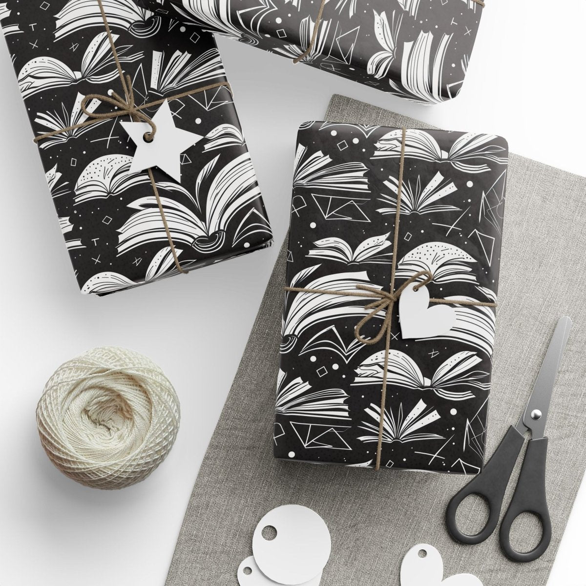 Booked & Bewitched – Black & White Literary Wrapping Paper
