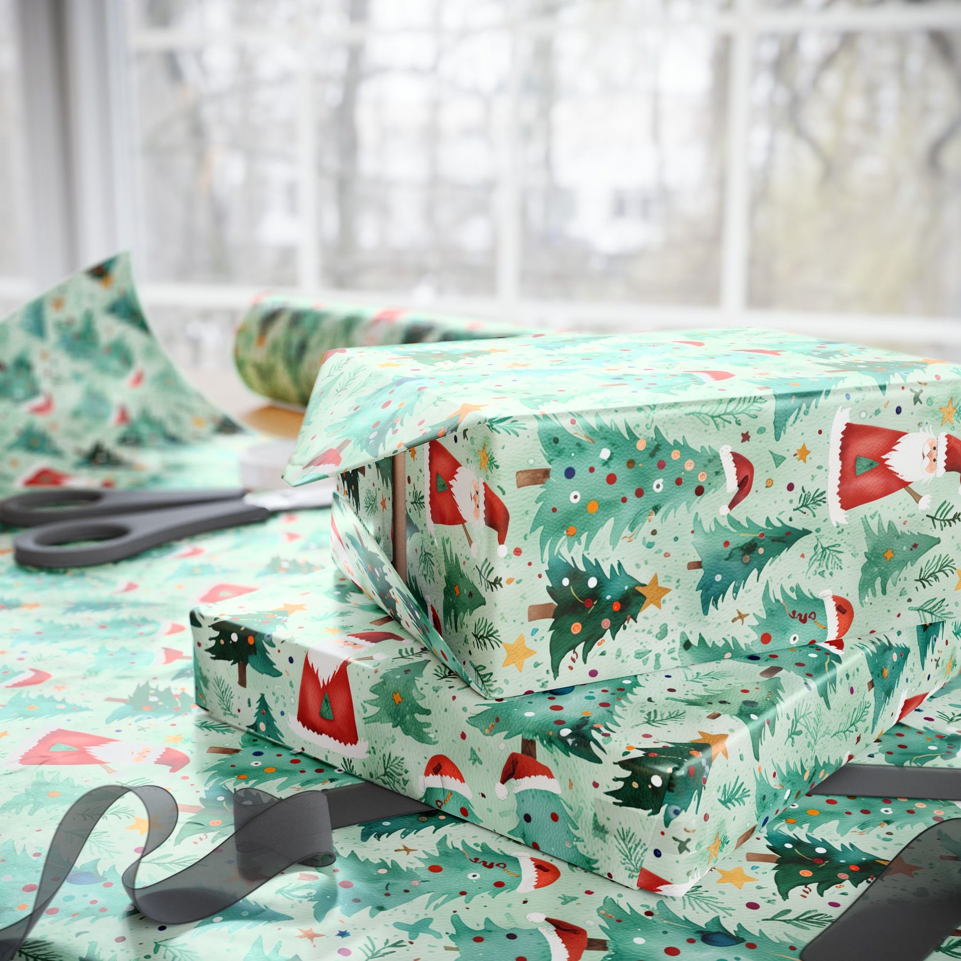 Tree - mendously Jolly – Santa & Spruce Holiday Wrapping Paper