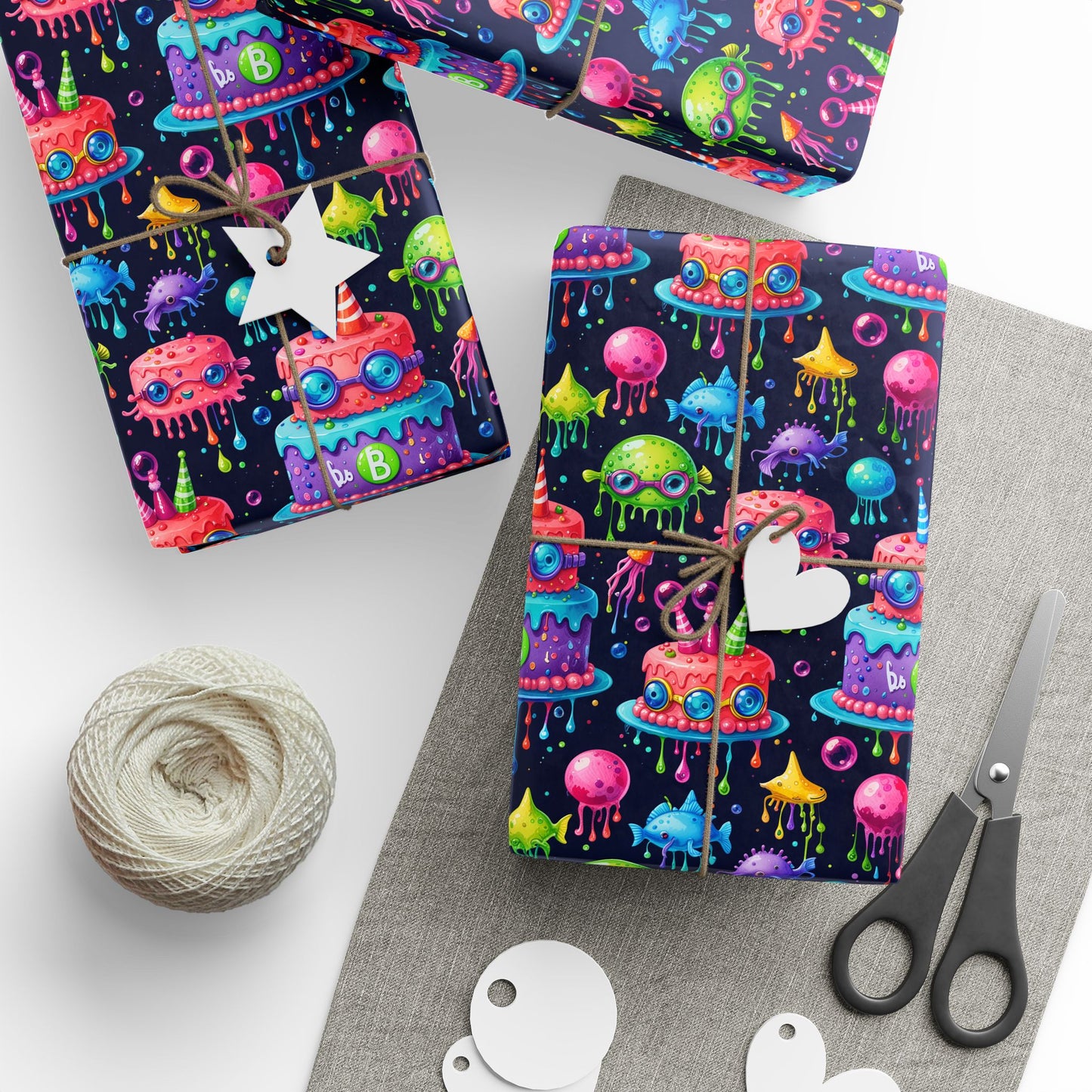 Colorful Martian Party Wrapping Paper