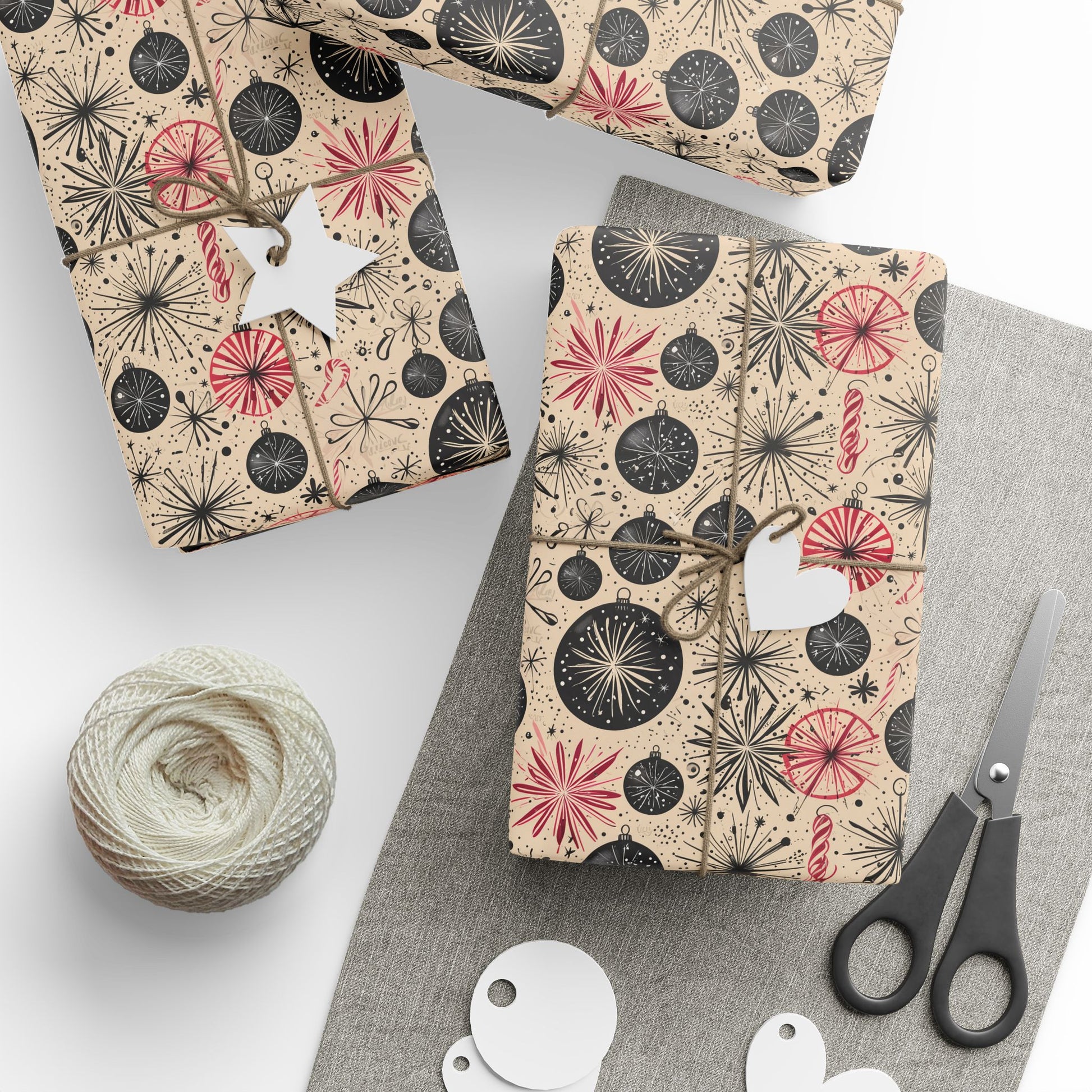 Atomic Tinsel Twist – Mid - Century Ornament Wrapping Paper