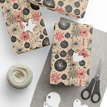 Atomic Tinsel Twist – Mid - Century Ornament Wrapping Paper