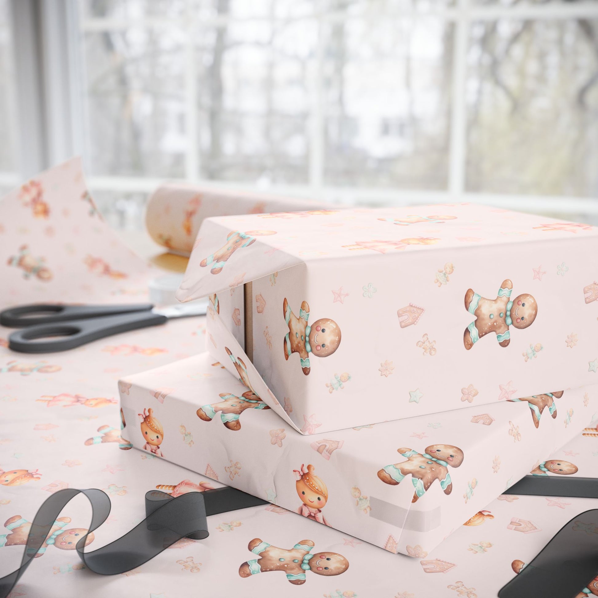 Sugar & Spice Parade – Gingerbread Girl and Boy Wrapping Paper