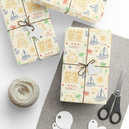 Sunwashed Shores – Mediterranean Sketch Wrapping Paper