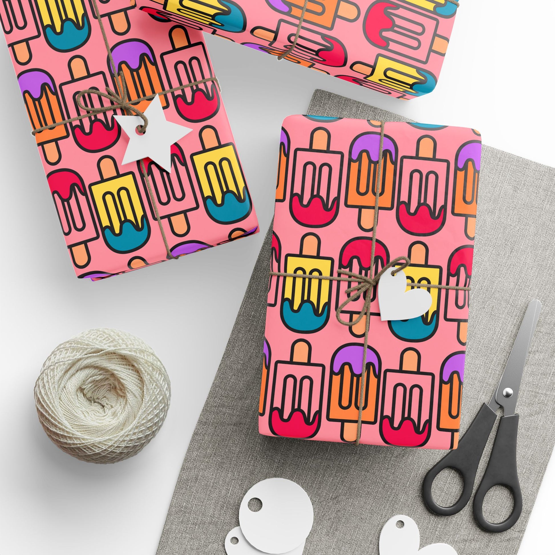 Colorful Pink Ice Cream Wrapping Paper