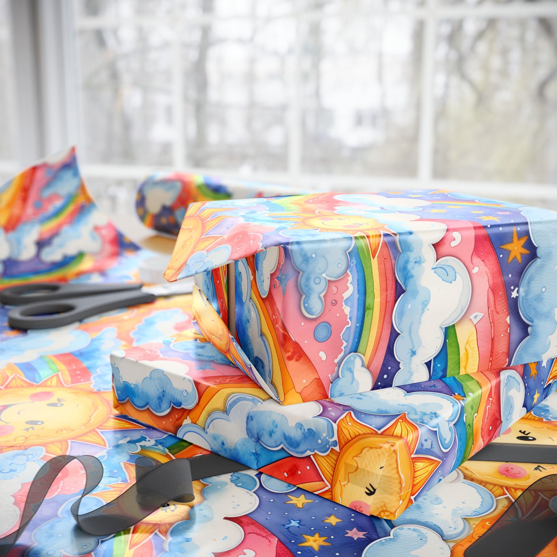 Whimsical Sun & Rainbow Wrapping Paper