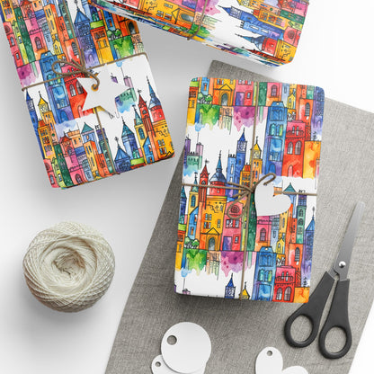 Colorful Cityscape Wrapping Paper - Gift Wrap