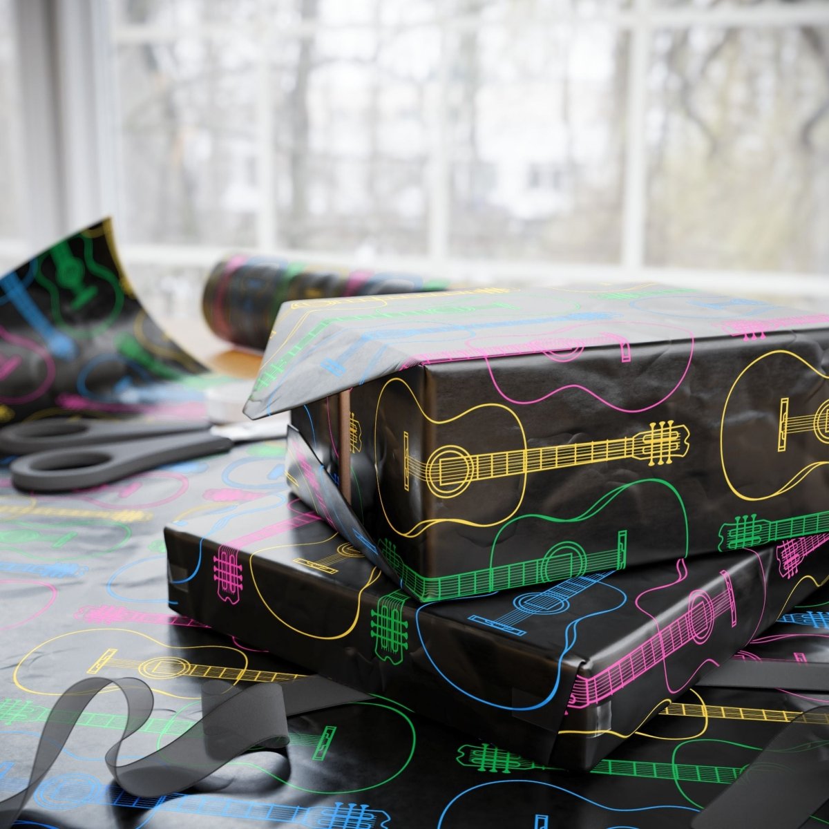 Wrapping Paper - Neon Guitar Design