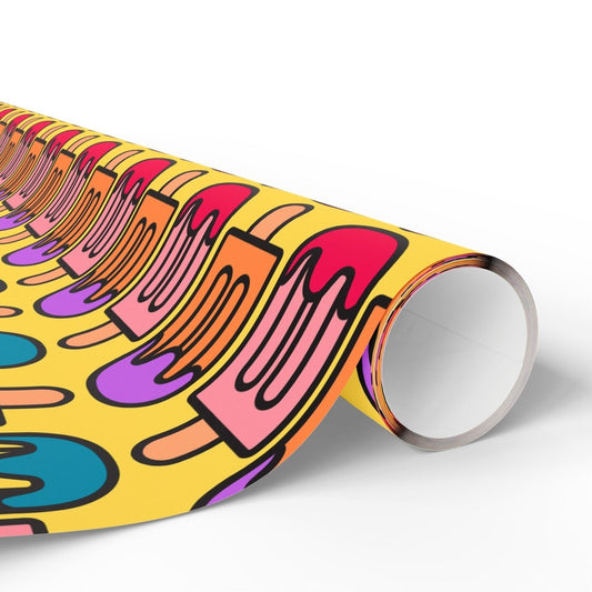 Colorful Yellow Popsicle Wrapping Paper