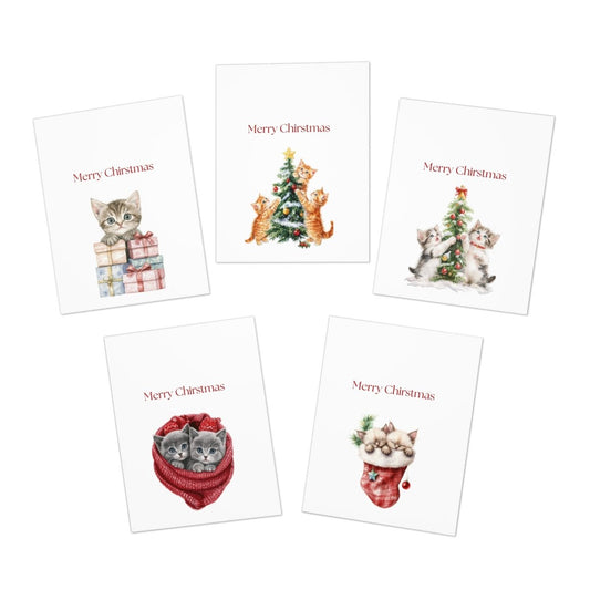 Funny Christmas (Cats - Set 3) Greeting Card Pack | Set of 5 Holiday Cards | Cute & Cheeky Christmas Cards