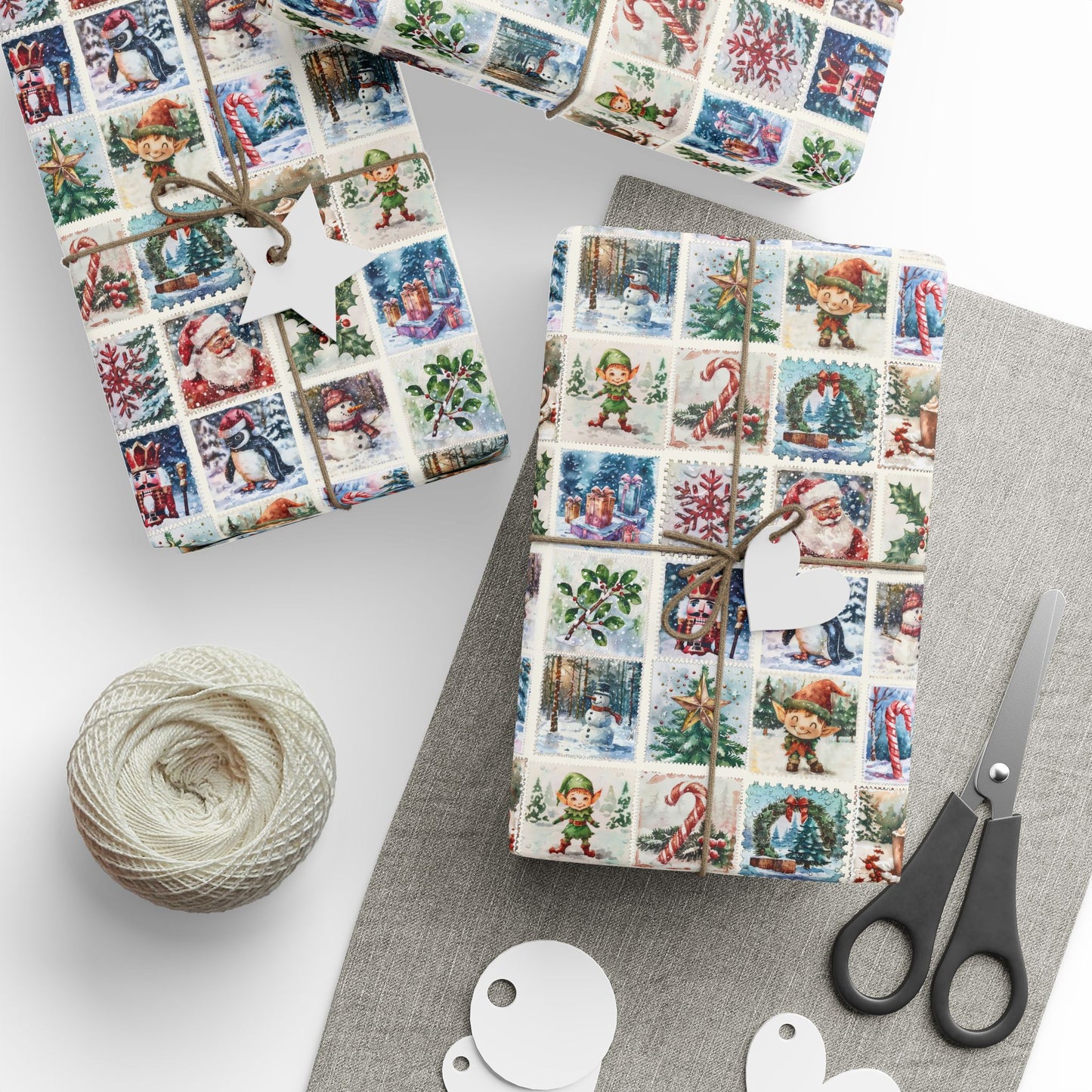 Sealed with a Sleigh – Vintage Christmas Stamps Wrapping Paper