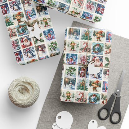 Sealed with a Sleigh – Vintage Christmas Stamps Wrapping Paper