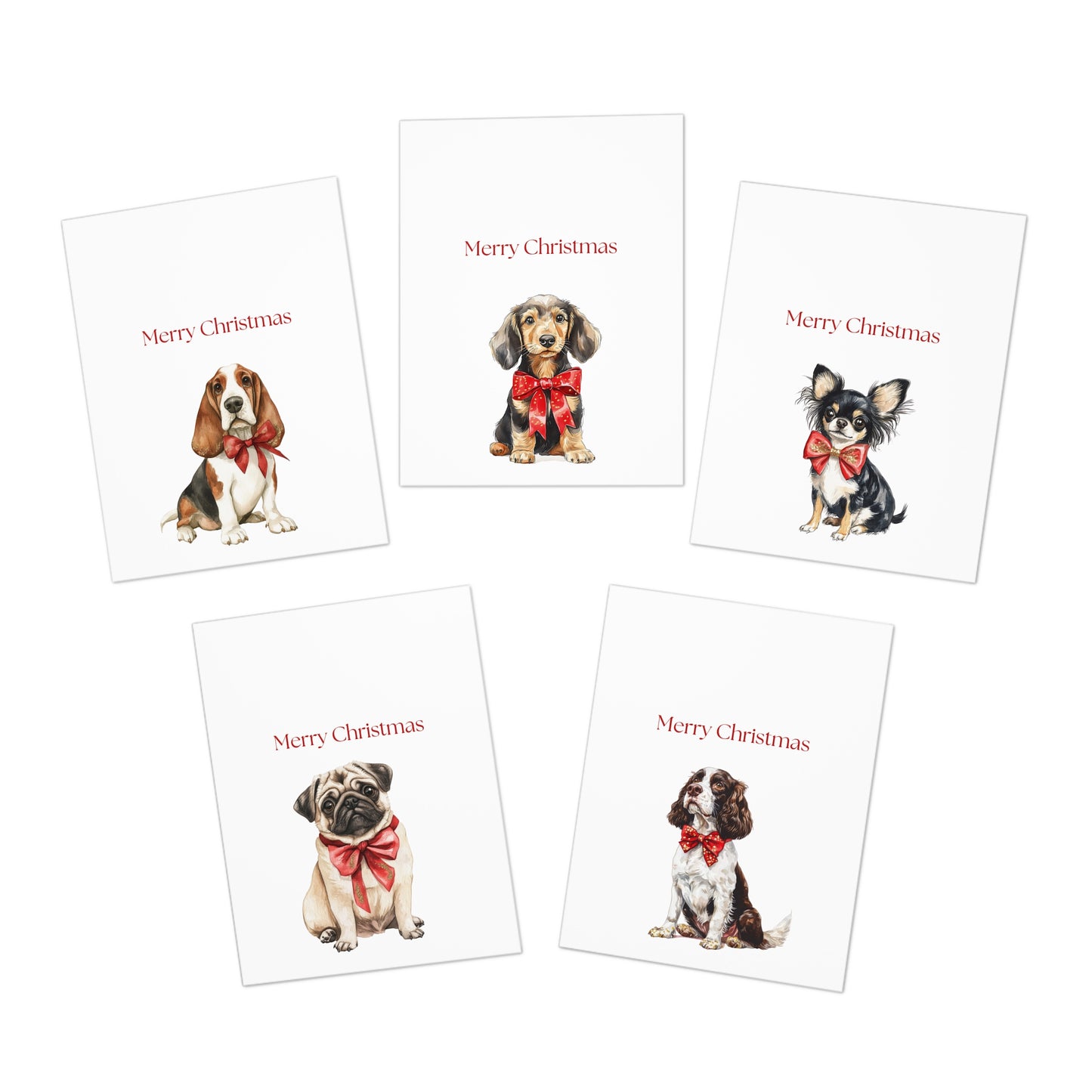 Dog Christmas Cards| Merry Christmas Greeting Cards – 25 Unique Designs | Blank Inside