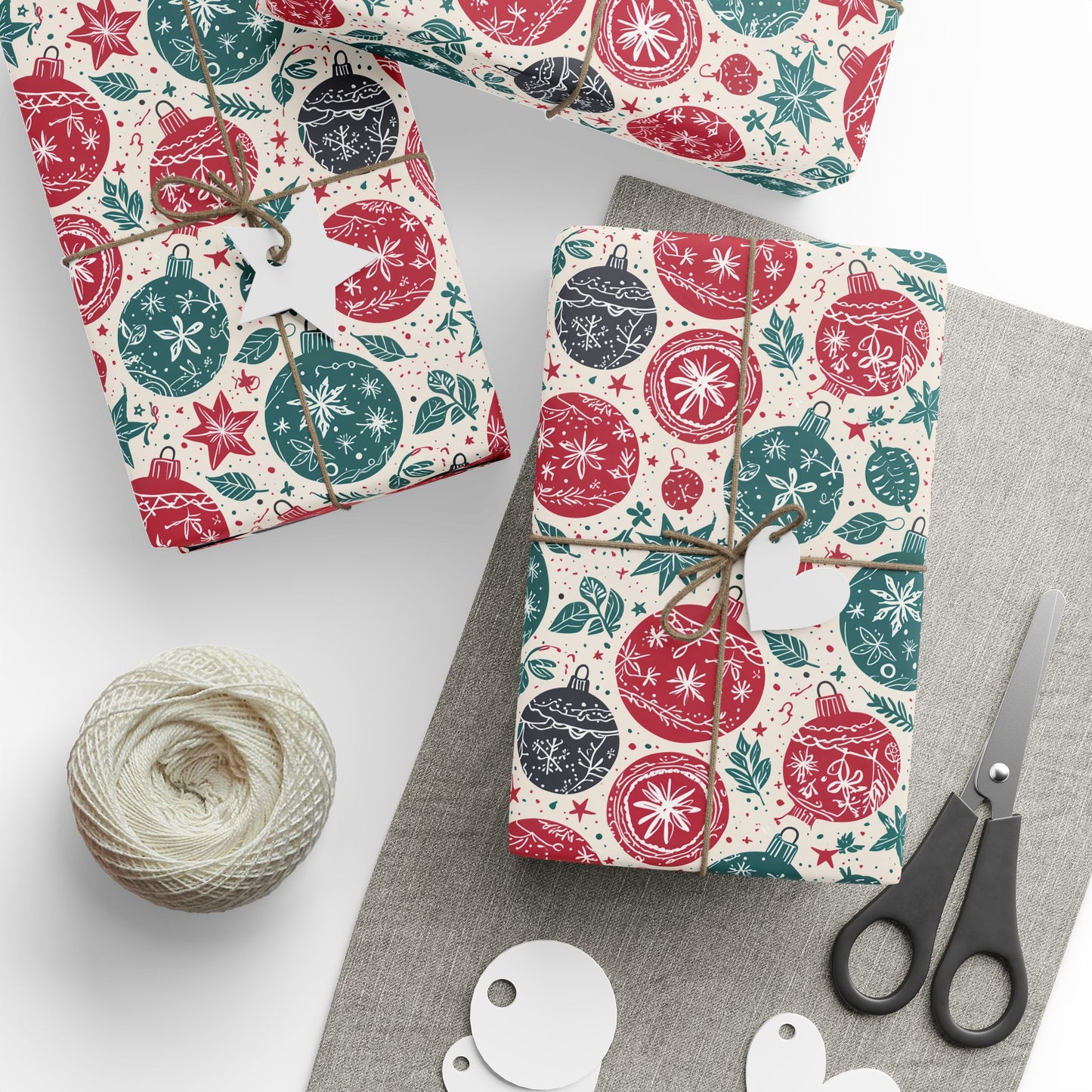 Retro Sprig & Bauble Swing – Mid - Century Modern Christmas Wrapping Paper